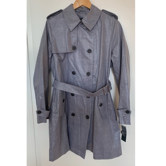 LRL Lauren Ralph Lauren | NWT | glen check laminated belted trench coat - Picture 5 of 10